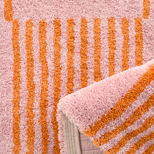 GROOVY - Tapis rétro coloré style seventies - Confortable et moelleux - Orange