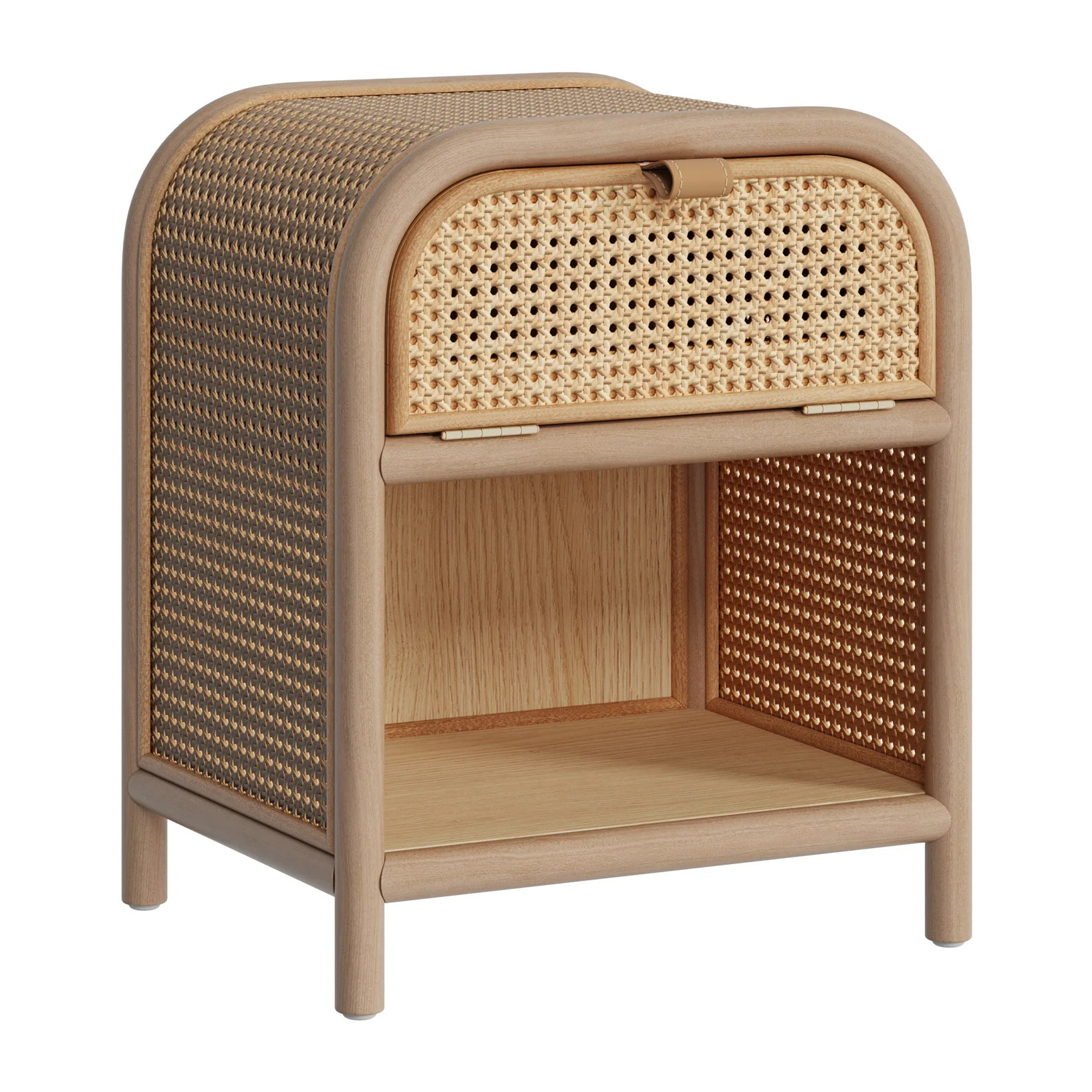 Table de chevet en bois massif, 1 porte et 1 niche - Alata