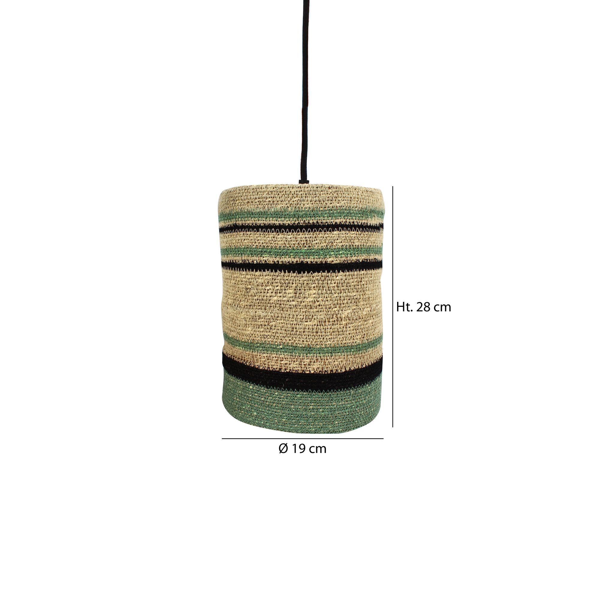 Suspension en jonc de mer naturel et vert BARBADE