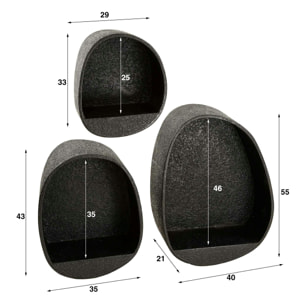 Petite étagère noire organique (lot de 3) TAJ