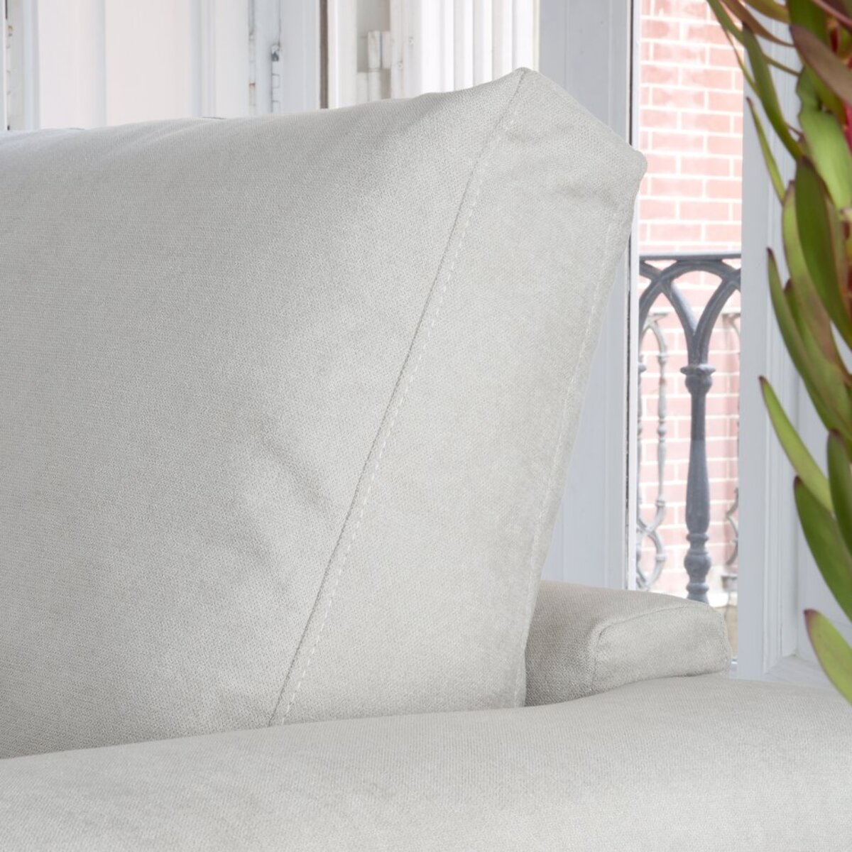 Canapé Jagger -textile, mousse pu, bois et panneau de particules-couleur beige 212 x 105 x 90 cm