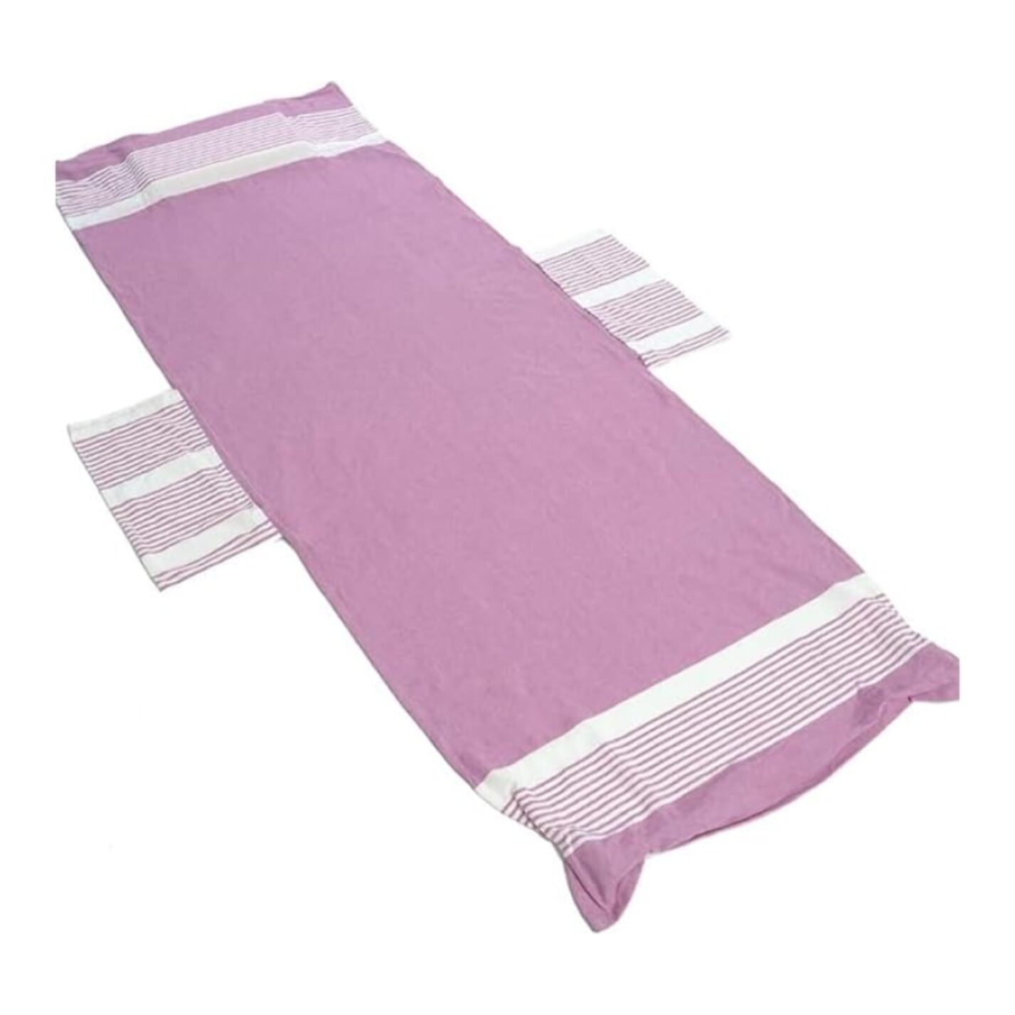 INTRECCI Telo Mare Lettino in Cotone con Tasche ed Elastici, Ultra assorbente Lettino Spiaggia con Cuscino (Lilla)