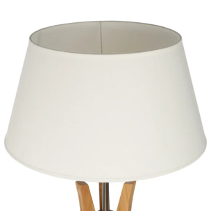 Lampadaire trépied "Kalo" - bambou et blanc H156 cm