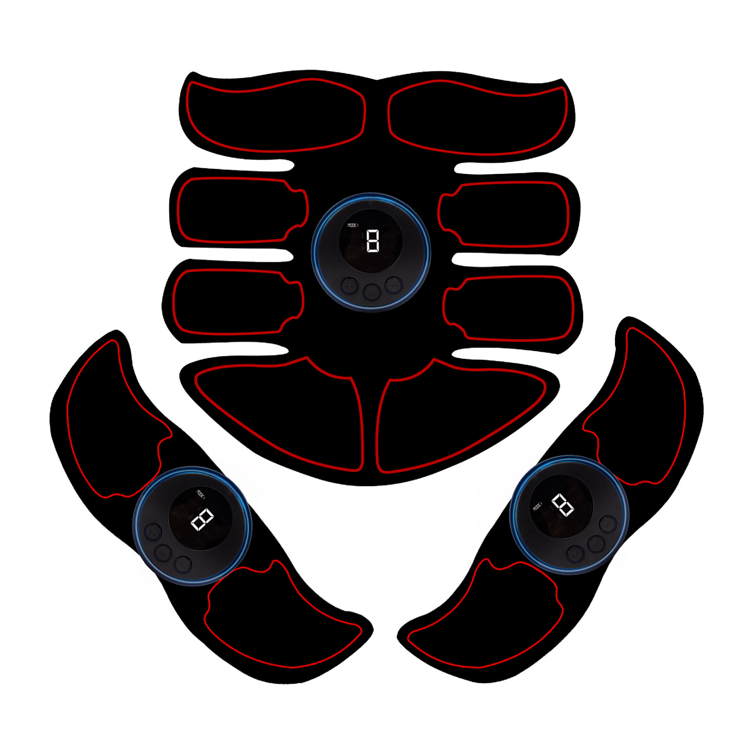Estimulador electrónico y masaje EMS con mando a distancia. Para abdominales, brazos y piernas. Batería recargable.