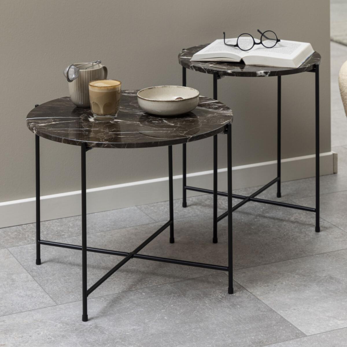 Tangara - Table d'appoint ronde en marbre ø42cm - Couleur - Marron