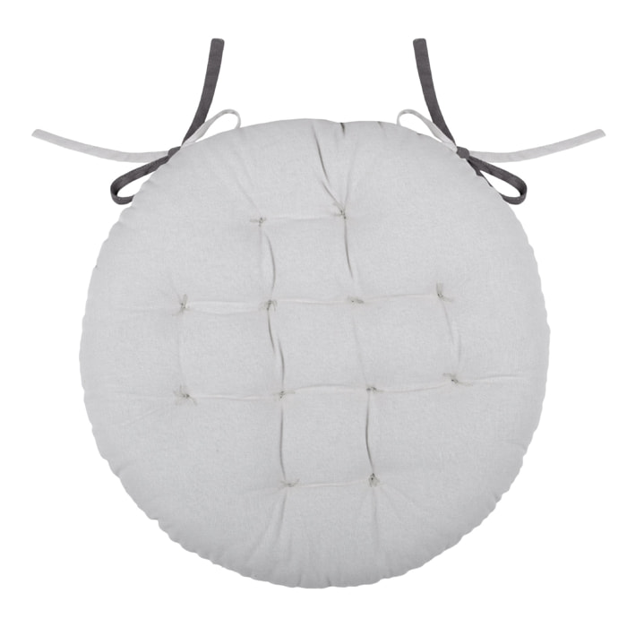 Galette de chaise ronde et bicolore - Gris Perle