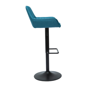 Tabourets de bar réglables design en tissu bleu (lot de 2) RONNIE