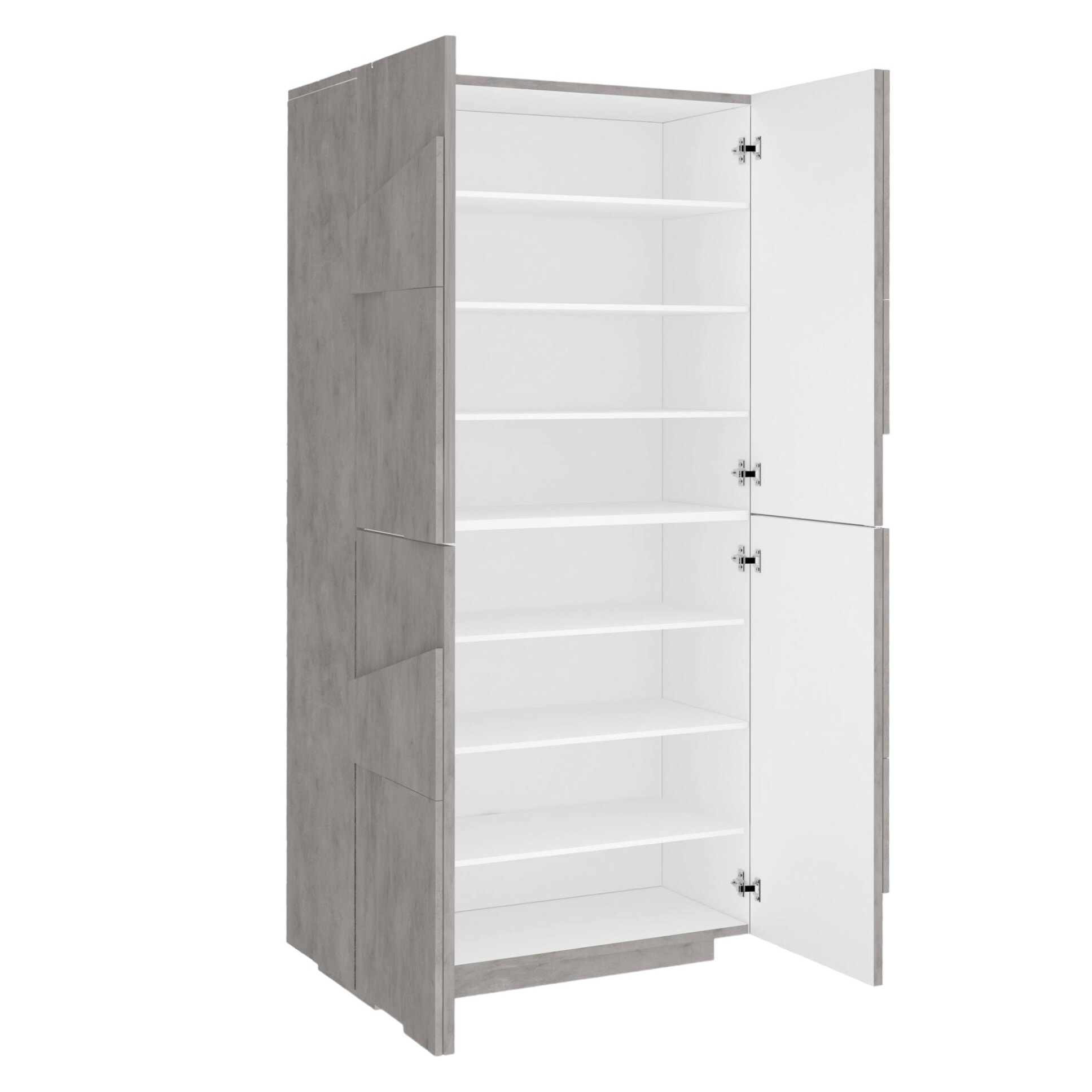 Scarpiera moderna, Made in Italy, a 4 ante battenti, Portascarpe da ingresso, Mobile multiuso, cm 81x38h167, colore Grigio Ardesia