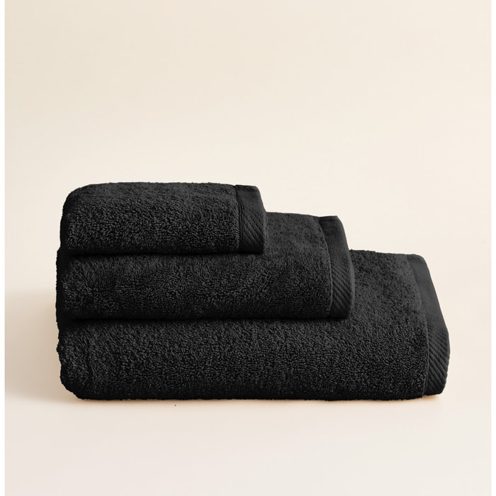 Set de serviettes éponge 100% coton éponge peigné - 600 g/m2 noir