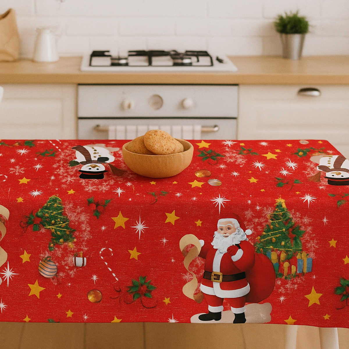 CASSESE HOME Tovaglia in PVC Breccia Con Bordino Decoro Natale – Antimacchia, Pratica e Decorativa Made in Italy_Dec.O