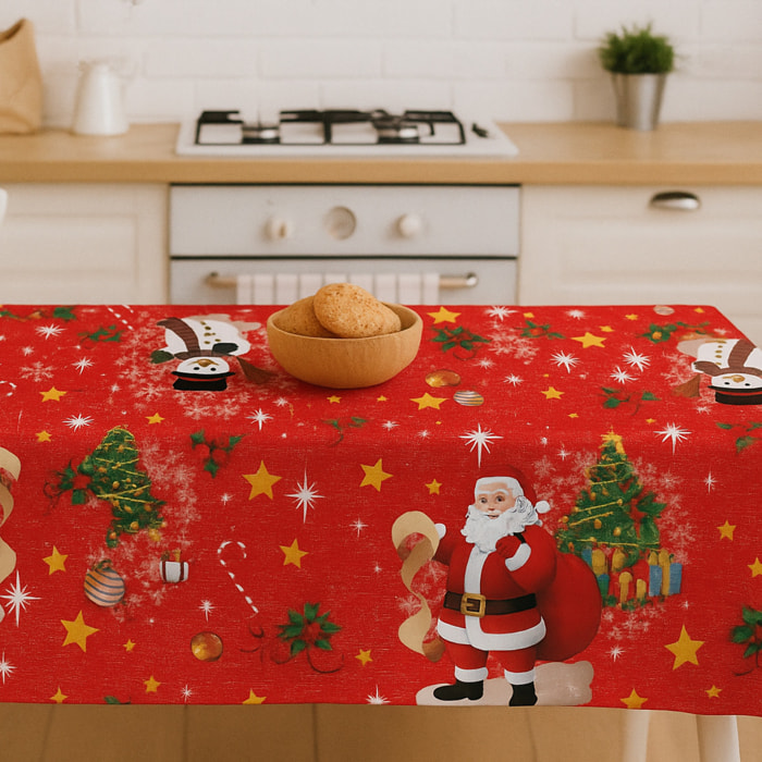 CASSESE HOME Tovaglia in PVC Breccia Con Bordino Decoro Natale – Antimacchia, Pratica e Decorativa Made in Italy_Dec.O