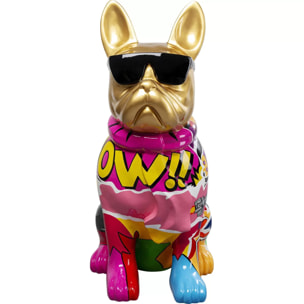 Déco bouledogue doré graffiti lunettes XL 152cm Kare Design