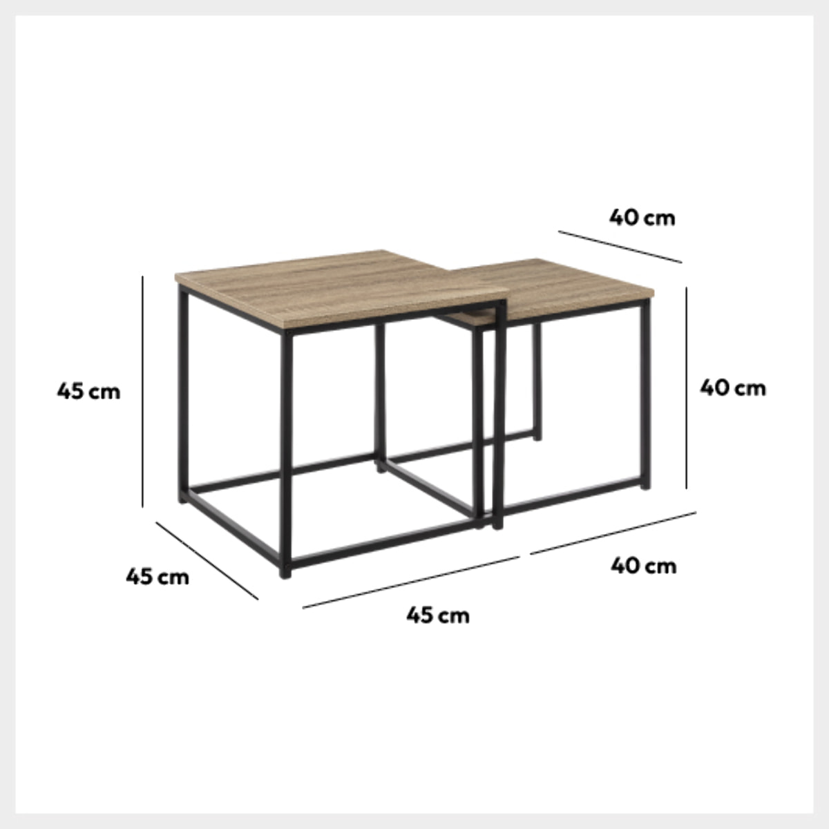 Lot de 2 tables gigognes "Aliaj" effet chêne naturel