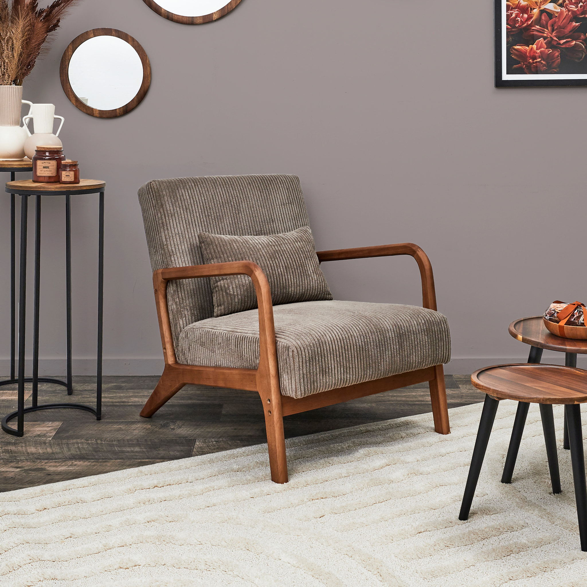Fauteuil Salon Cotele Scott Taupe
