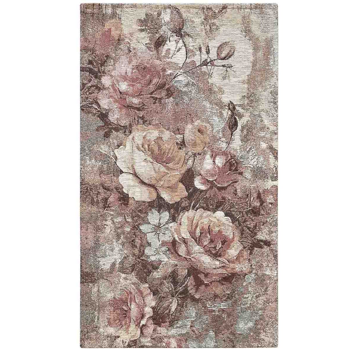 Tappeto Arredo Disegno Floreale Cipria