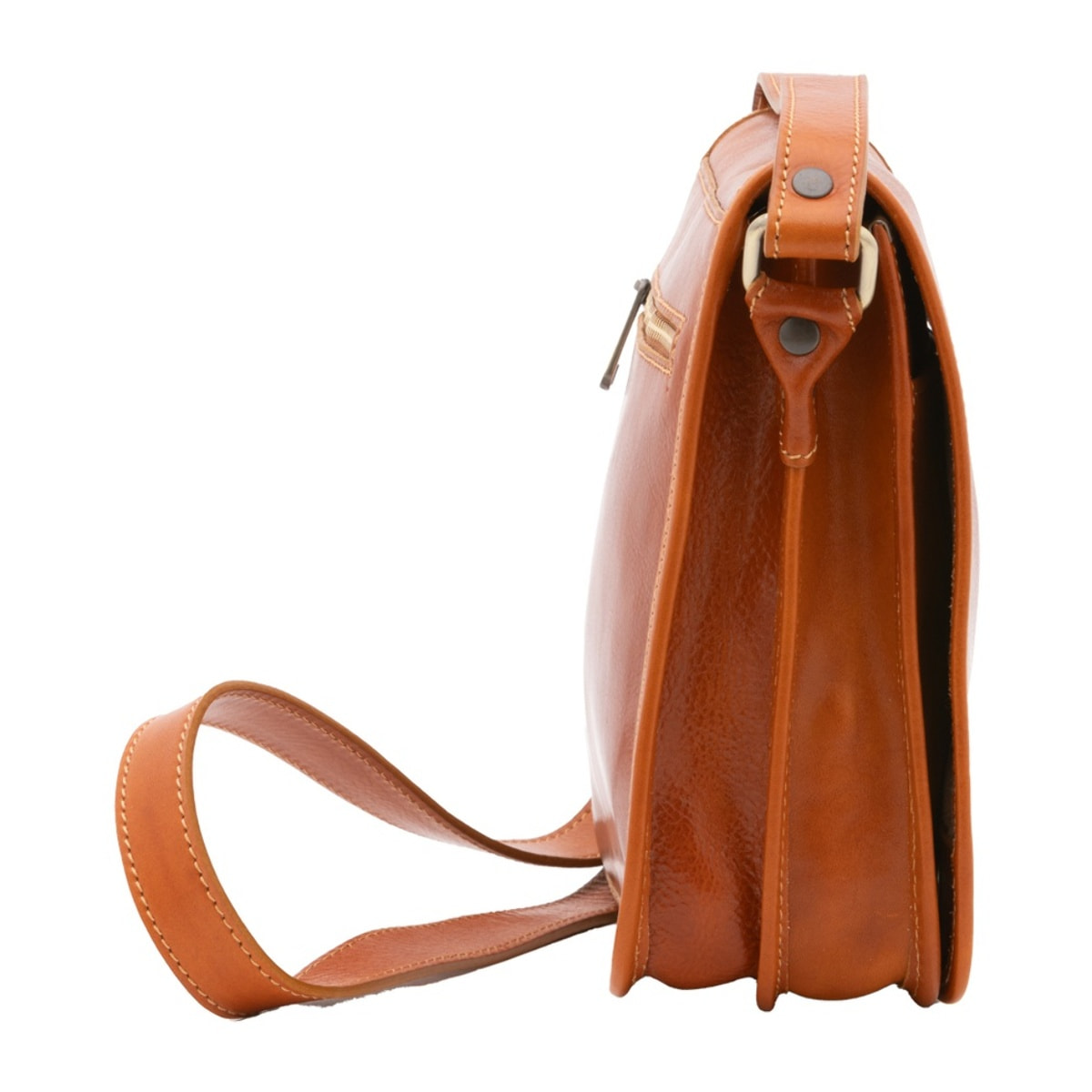 Borsa a tracolla uomo in vera pelle - Modello False - Made in Italy - 23.0 x 20.0 x 9.0 cm