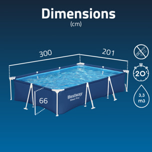 Bestway Piscine hors sol - Rectangulaire - Steel Pro - 300 x 201 x 66 cm