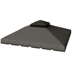 Techo de Repuesto para Cenador, 3x3 m, Cubierta de Repuesto con Techo Doble, 8 Orificios de Drenaje y Protección UPF 30+, SOLO Toldo de Recambio para Pabellón Gazebo, Gris Claro
