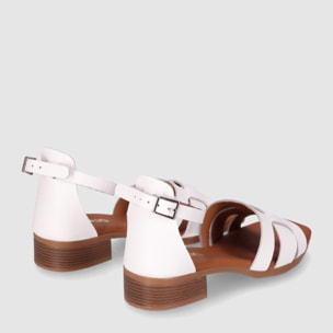 Sandalias de Piel - Blanco - Tacón: 3 cm