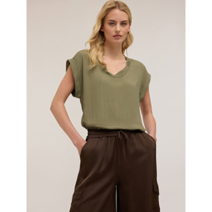 Motivi - Blusa con bordo ritorto - Verde militare