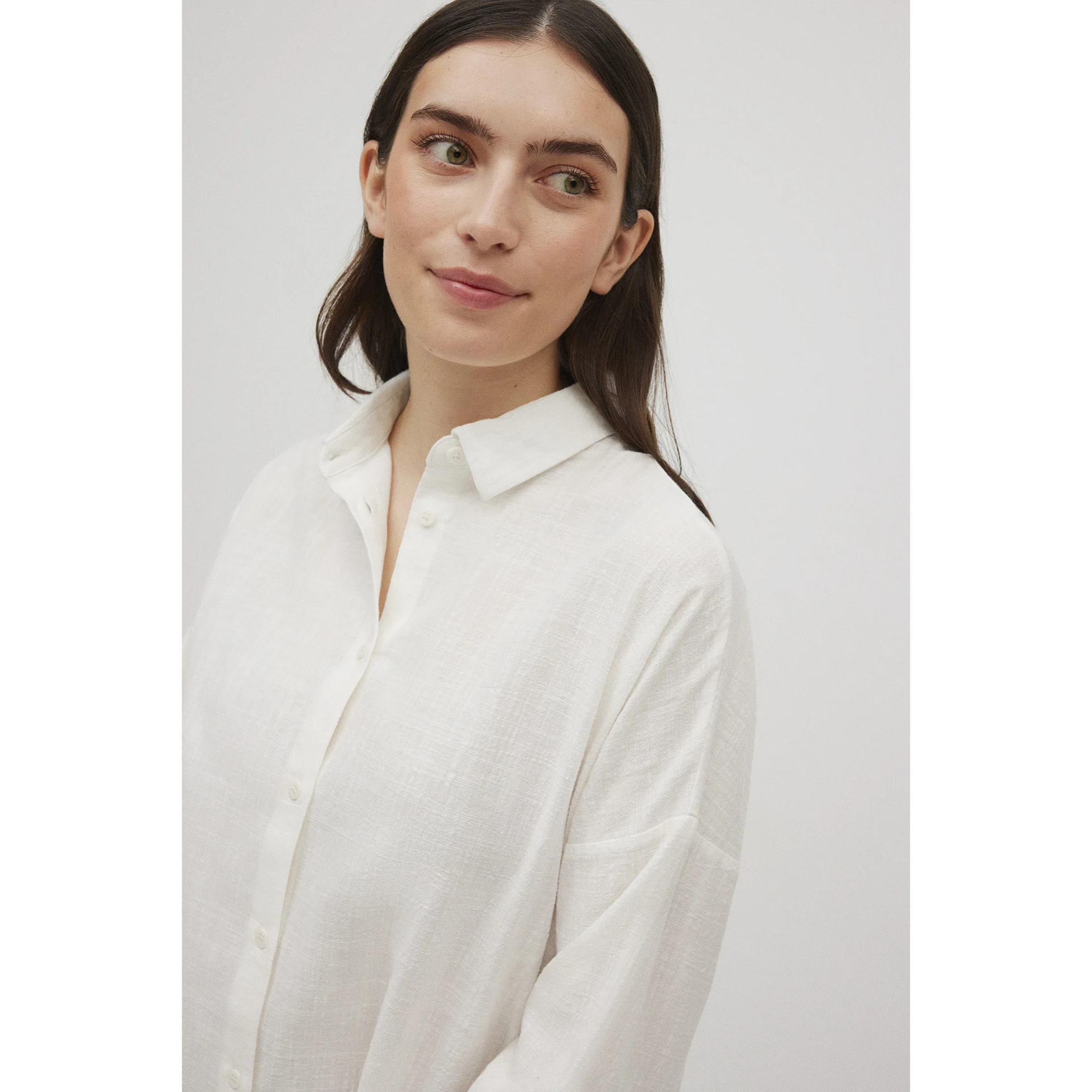 Camicia a maniche lunghe in cotone fluido