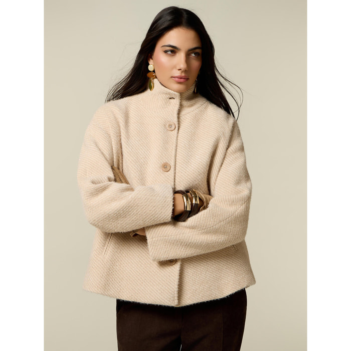 Oltre - Cappa in tessuto diagonale - Beige