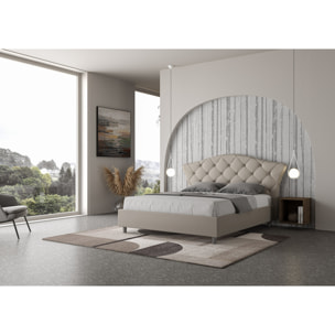 Letto contenitore imbottito 160x200 similpelle tortora Langre