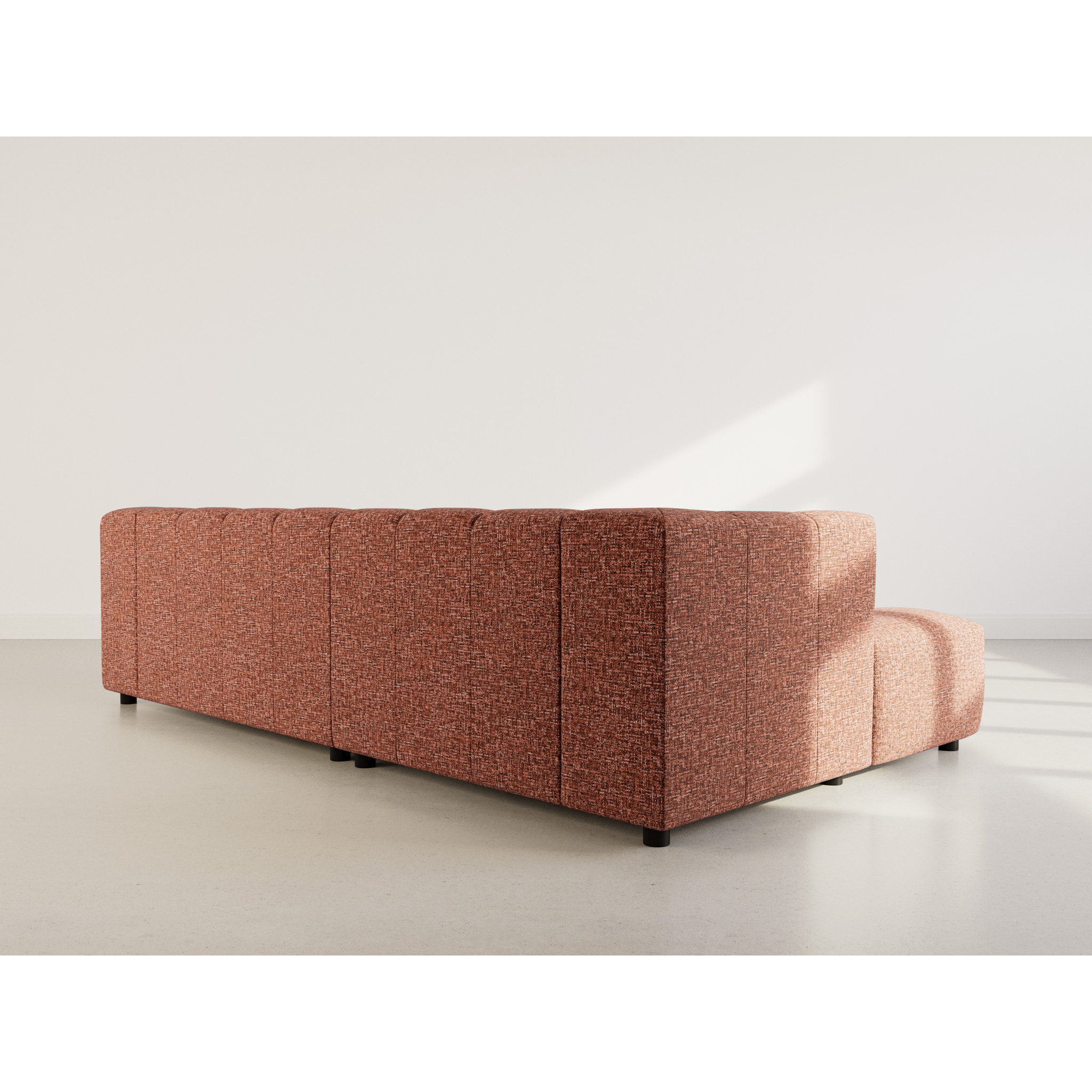 Curtis - canapé d'angle gauche 4 places avec accoudoir en tissu texturé - Terracotta