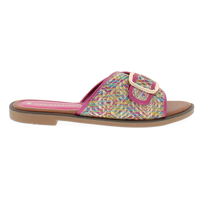 Marina Galanti Scarpe Donna Flat Slippers with Gold Horsebit MG 1E162 Fuxia