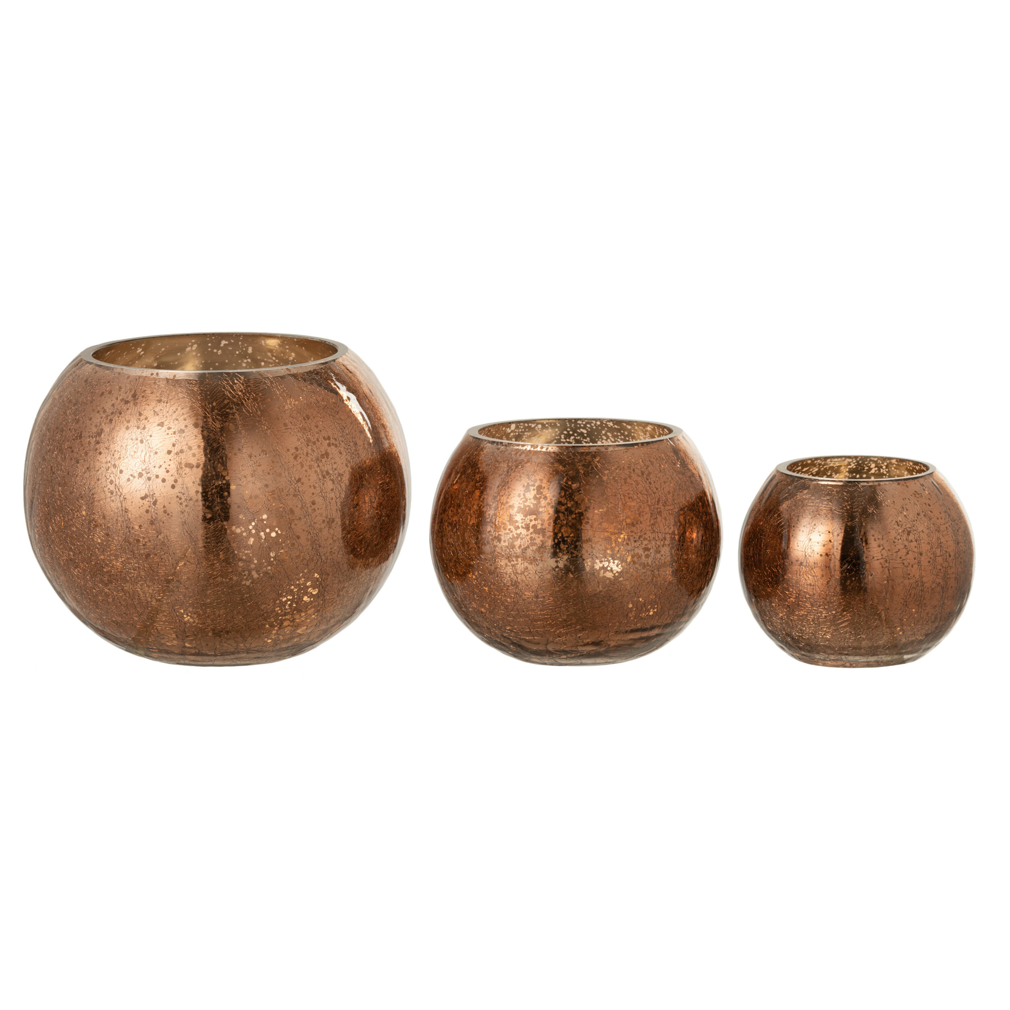 J-Line photophore Boule Craquele Effet Nacré - verre - marron - large