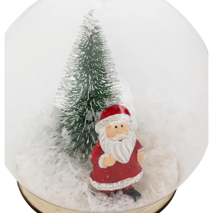Photophore boule à neige Père Noël H.15cm verre