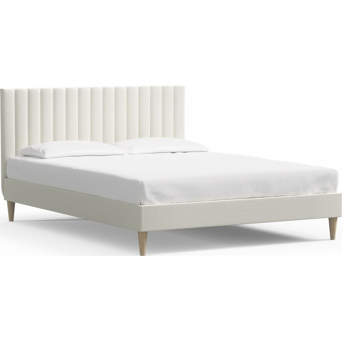 Lit adulte en tissu bouclé avec tête de lit matelassée - ELIOT