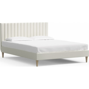 Lit adulte en tissu bouclé avec tête de lit matelassée - ELIOT