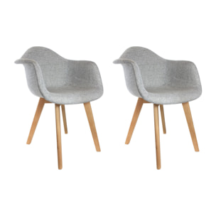 Fauteuil Scandinave Tissu Gris - Lot De 2