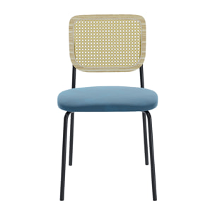 Lot de 2 chaises en rotin et velours