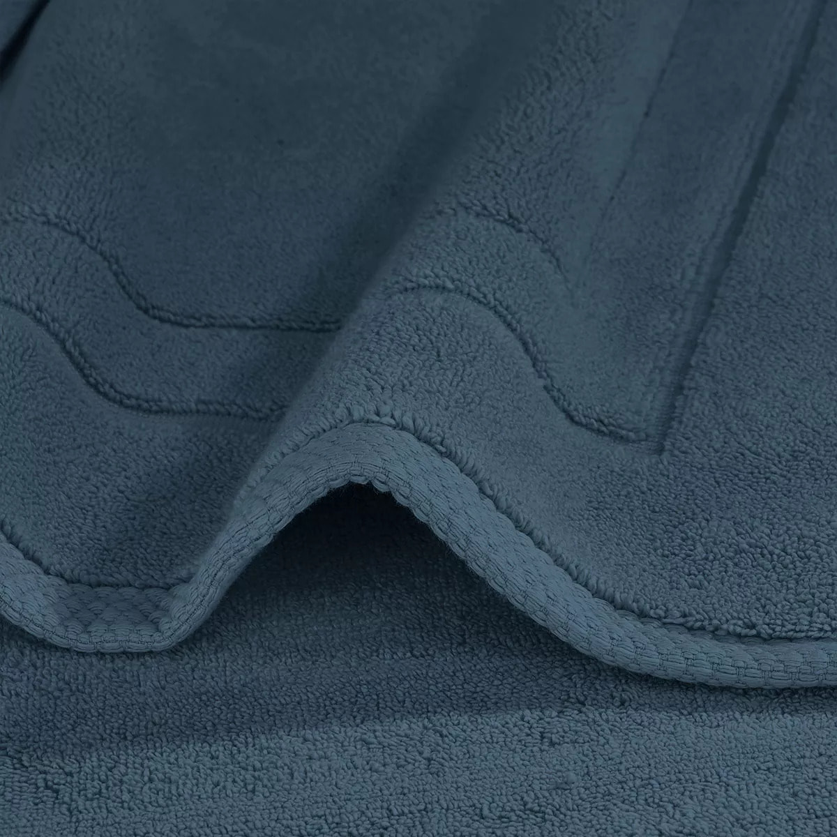 Tapis de bain pur coton 900 g/m² uni bleu Elea bleu ardoise