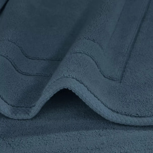Tapis de bain pur coton 900 g/m² uni bleu Elea bleu ardoise