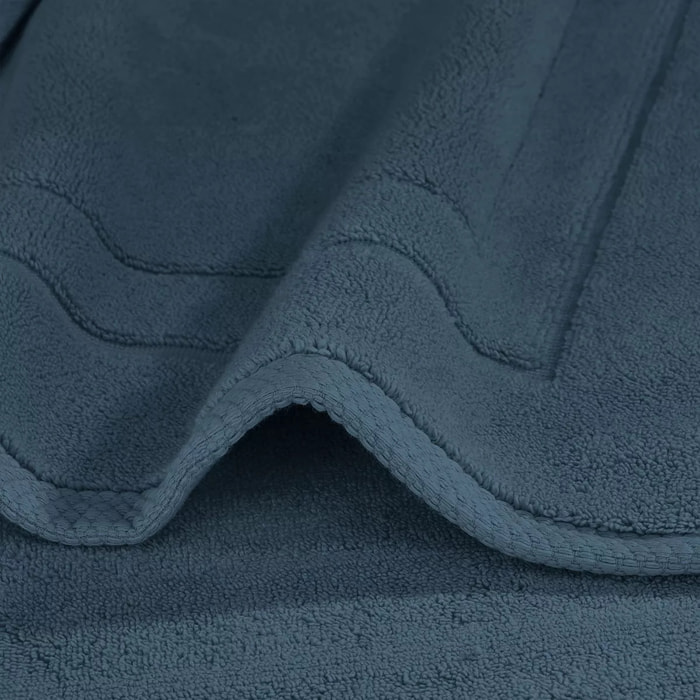 Tapis de bain pur coton 900 g/m² uni bleu Elea bleu ardoise