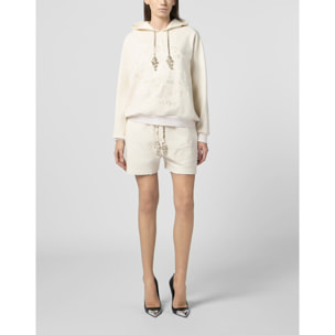 PHILIPP PLEIN Washed Fleece Shorts Tennis Club Crystals