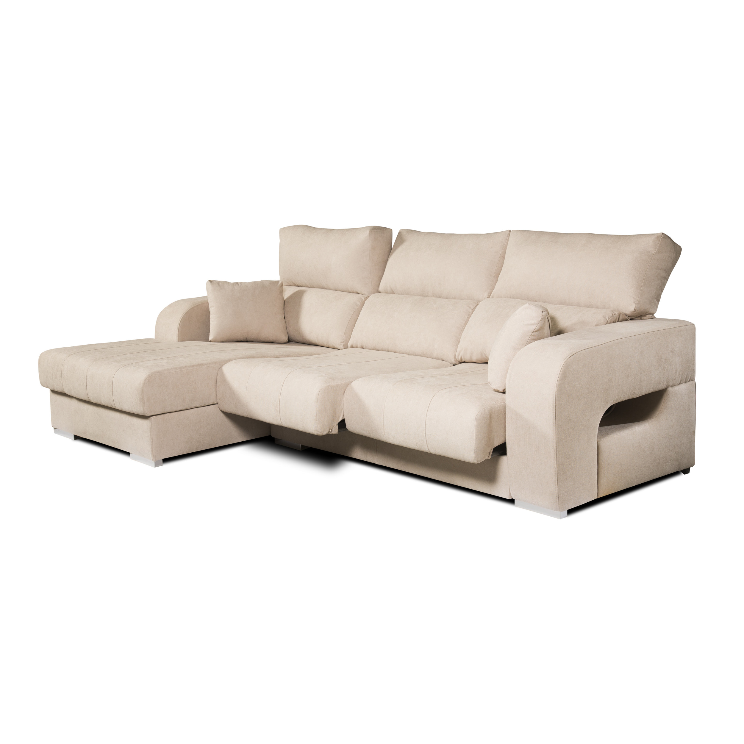 Sofá Chaiselongue Diamante de Tela Antimanchas Derecha Color Beige