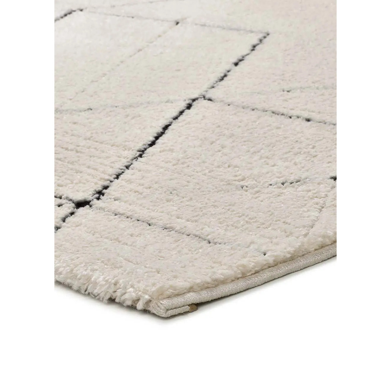TURIN Alfombra geométrica con relieve en blanco y negro, varias medidas disponibles