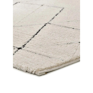 TURIN Alfombra geométrica con relieve en blanco y negro, varias medidas disponibles