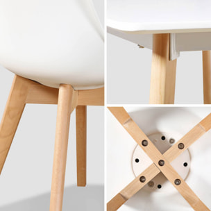 Table à manger rectangulaire bois 120cm blanc - Hedvig - 4 chaises. 4 places. scandinave. pieds bois