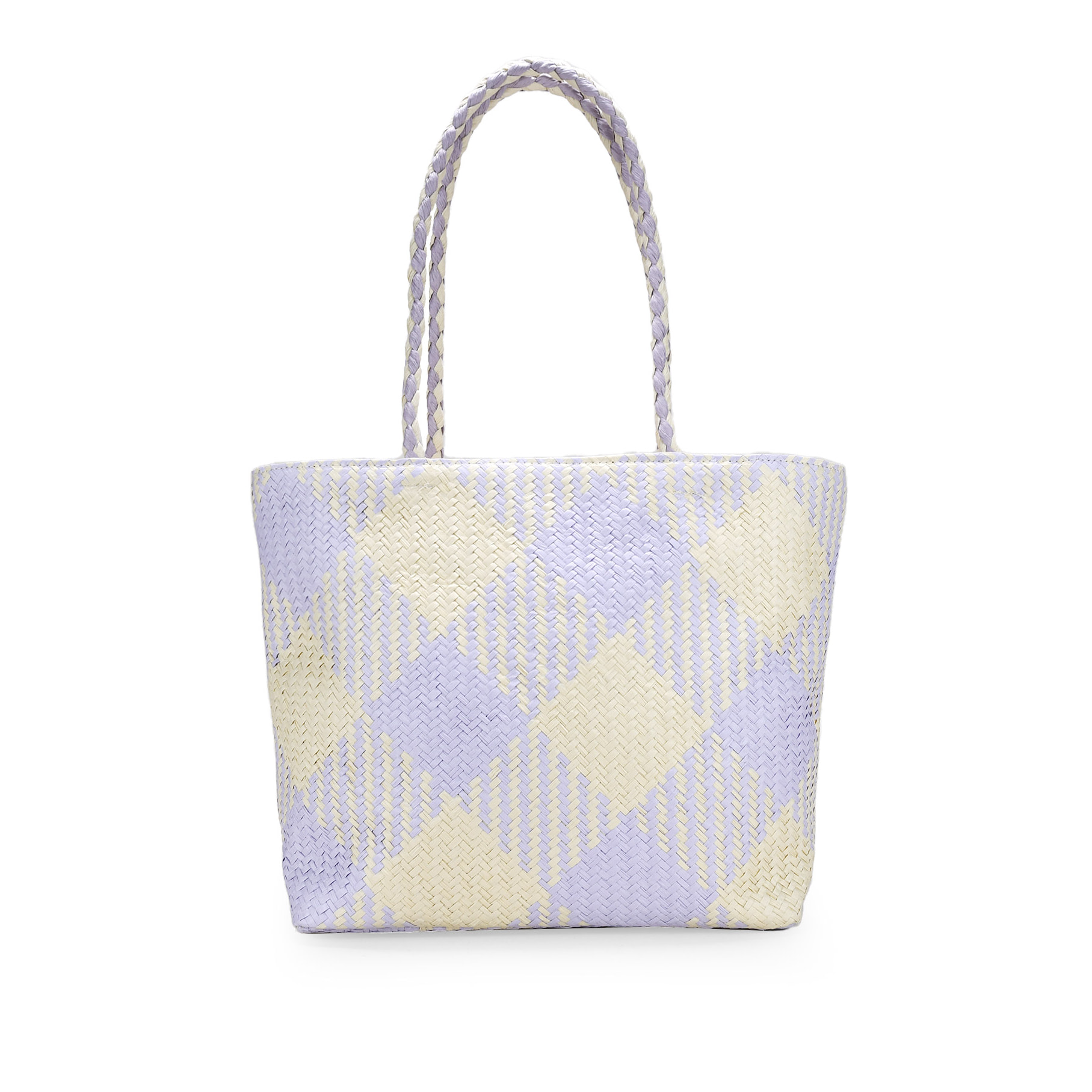 Bolso de playa tipo shopper lila y beige