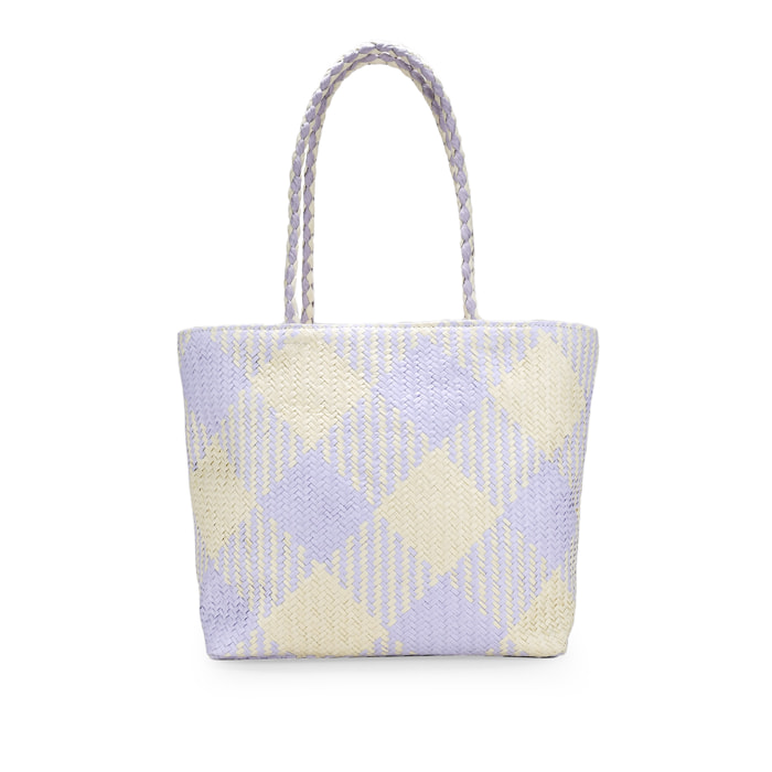 Bolso de playa tipo shopper lila y beige