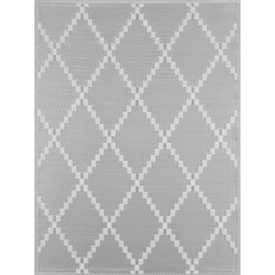 Scoobi - tapis d'exterieur gris et blanc motif graphique
