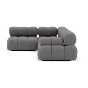 Ruby - canapé modulable d'angle gauche 5 places en velours texturé - Gris