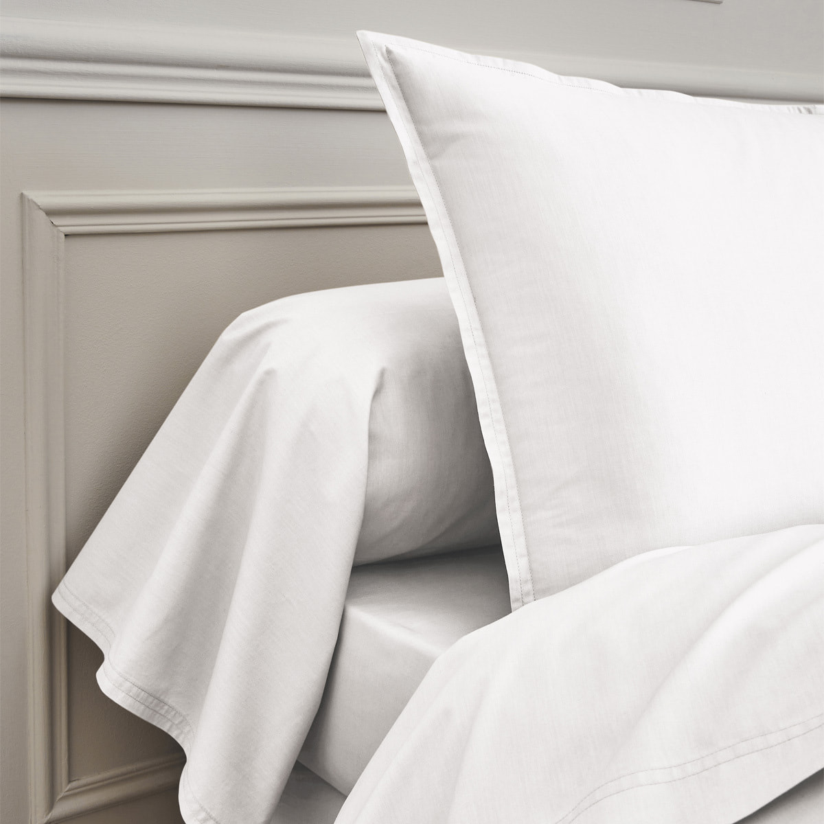 Drap plat uni en percale de coton, PREMIÈRE, Blanc