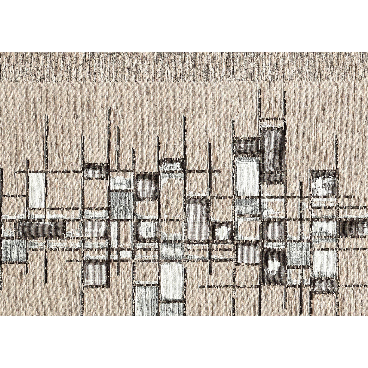 Tappeto Jacquard Ideale Cucina Ingresso Made In Italy Antiscivolo, Lavabile, Morbido Disegno Pixel Tortora By Suardi