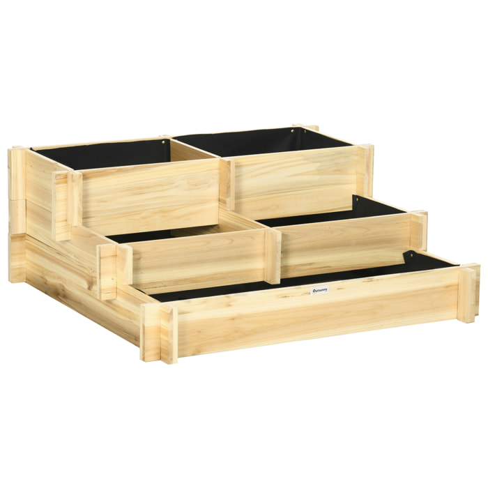 Carré potager bois en escalier 3 niveaux dim. 93 x 93 x 35 cm